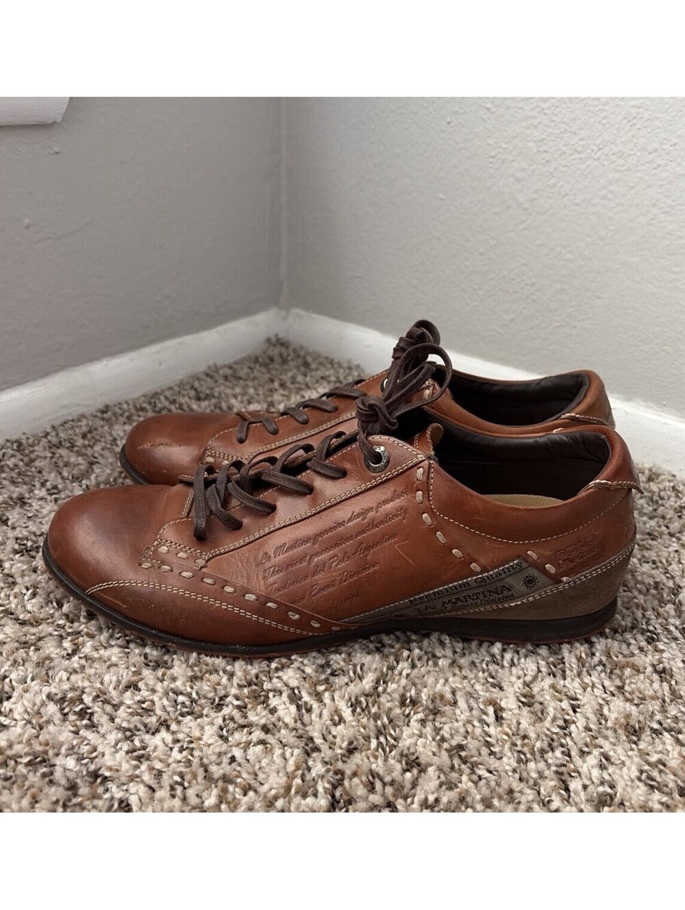La Martina Bombay Lote 11 Brown Polo Equestrian Made in Italy Size 40 Shoes